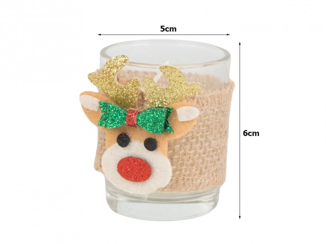Geurkaarsen in glas met rendiermotief, set van 2 stuks