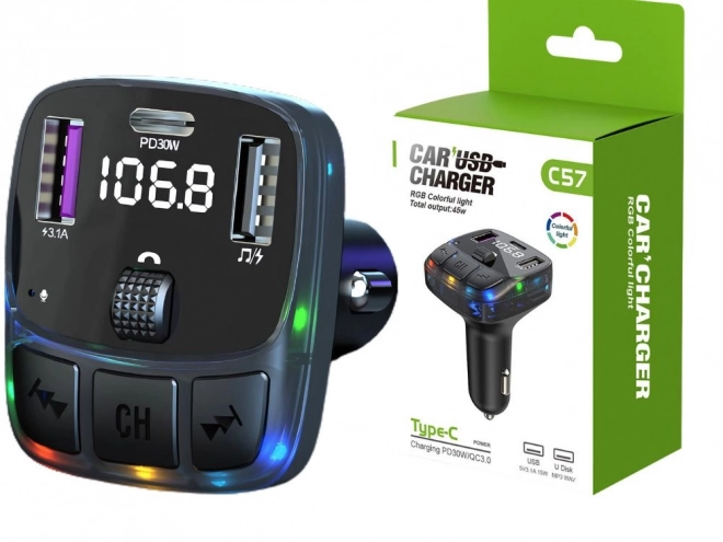 Multifunctionele auto FM-zender met snel opladen