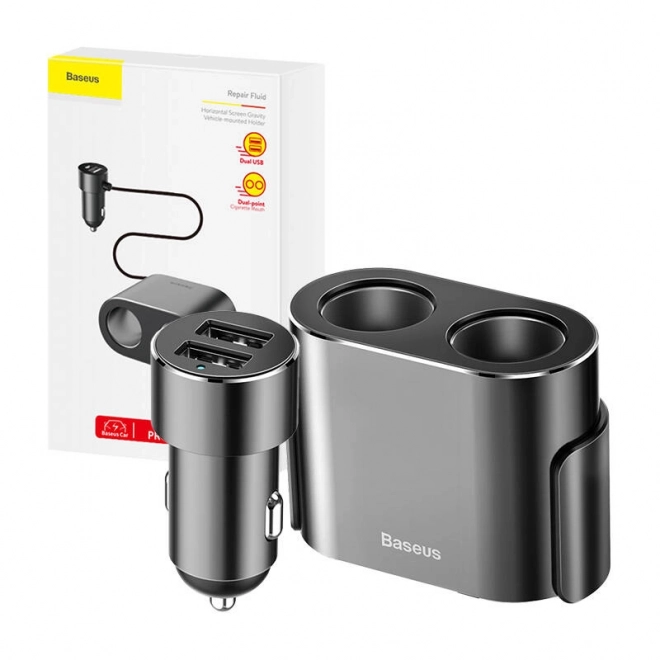 Sigarettenaanstekeraansluiting met splitter 2xUSB 3,1A 100W - zwart