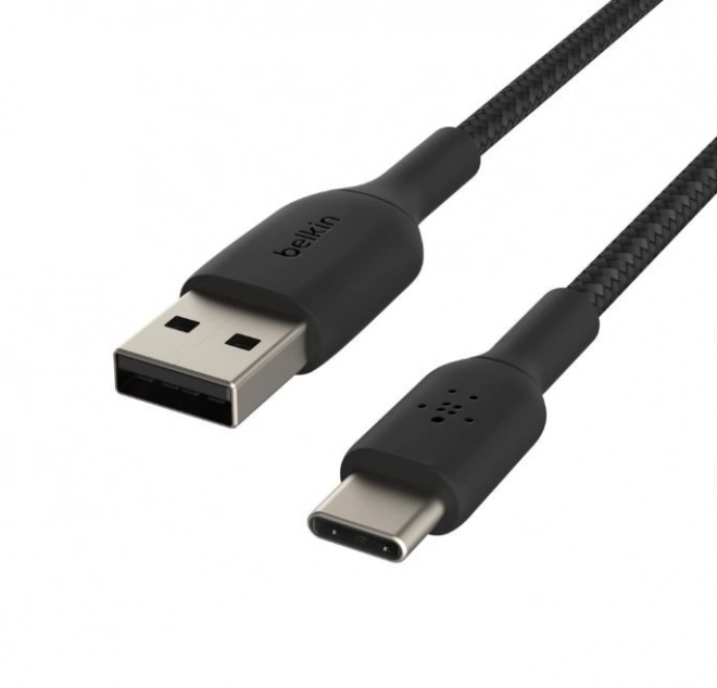 Gevlochten kabel USB-C naar USB-A 2m zwart
