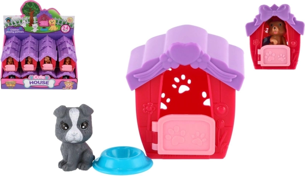 Plastic hondenhokje voor puppy met voerbak, 6 × 7 cm