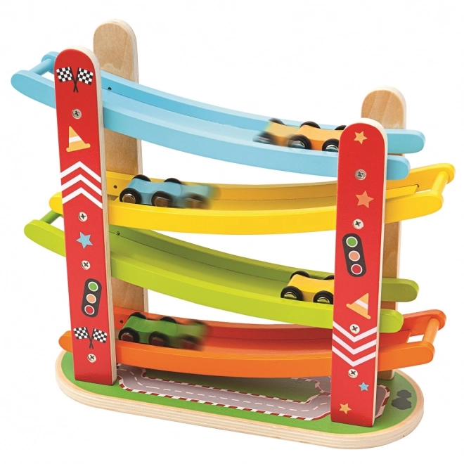 Houten racebaan voor auto's van Bigjigs Toys