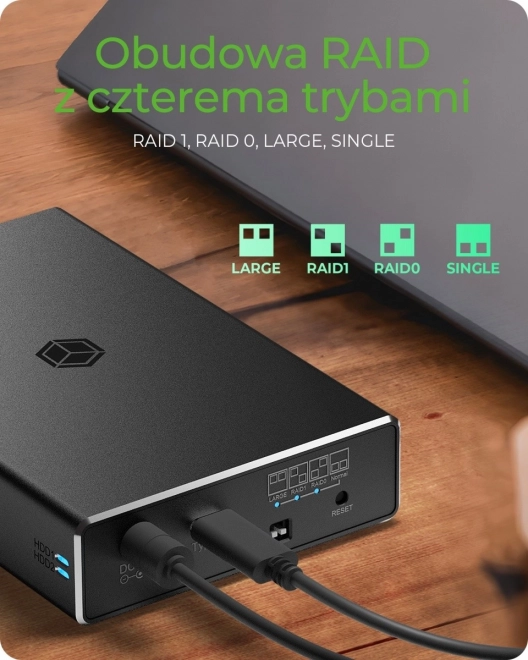 Externe Raid-behuizing IB-RD2253-C31 voor 2,5 SATA HDD naar USB 3.2 Gen 2, RAID 0,1, ENKELE, GROTE
