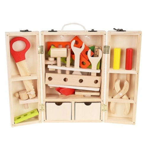 Box + houten gereedschapsset 22697