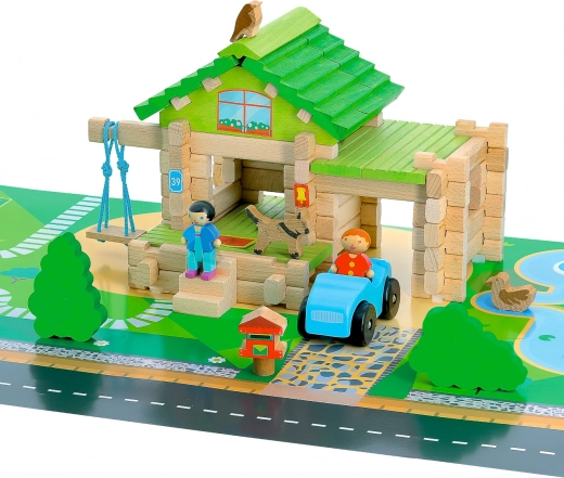 Creatief spel met huisje en autootje