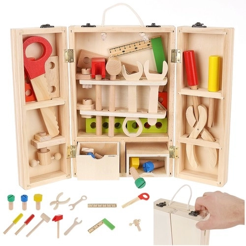 Box + houten gereedschapsset 22697