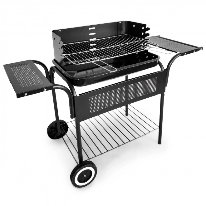 Tuinbarbecue, metalen planken, verstelbaar rooster, wieltjes