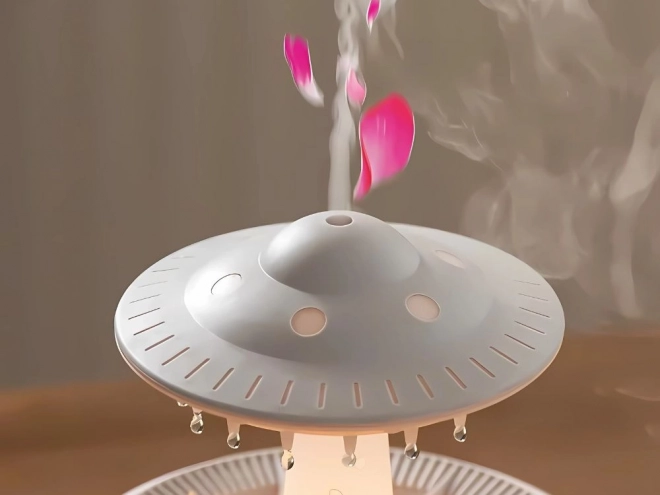 Luchtbevochtiger en aromatische diffuser in de vorm van een UFO