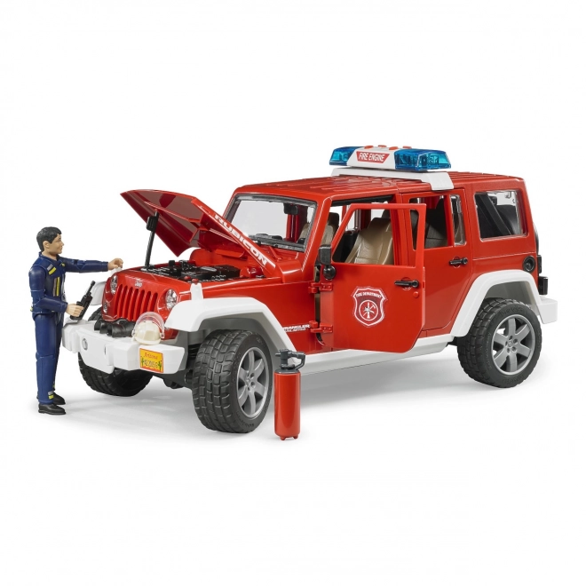 Bruder Rode Brandweer JEEP WRANGLER met figuur en accessoires