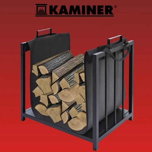Mand en tas voor haardhout 2-in-1