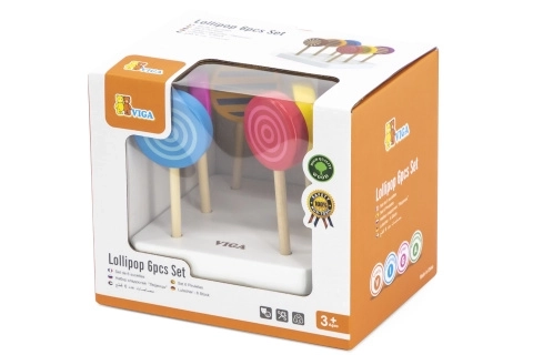 Houten gekleurde lolly's Viga - set van 6 stuks
