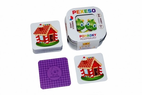 Pexeso Sprookjes 64 kaarten gezelschapsspel in een metalen doosje 6,5x6,5x4cm