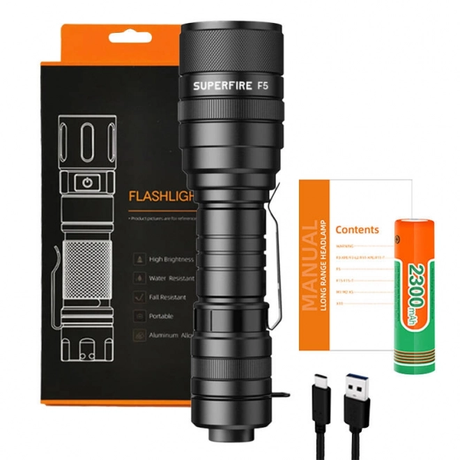 Zaklamp Superfire F5 1100lm USB