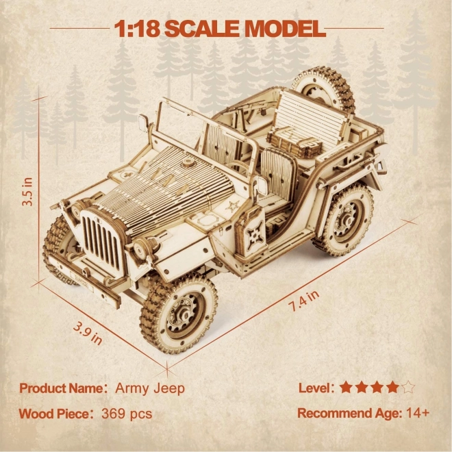 Leger Jeep - 3D houten puzzel