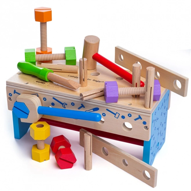 Houten werkbank en gereedschapskist 2-in-1 Bigjigs Toys