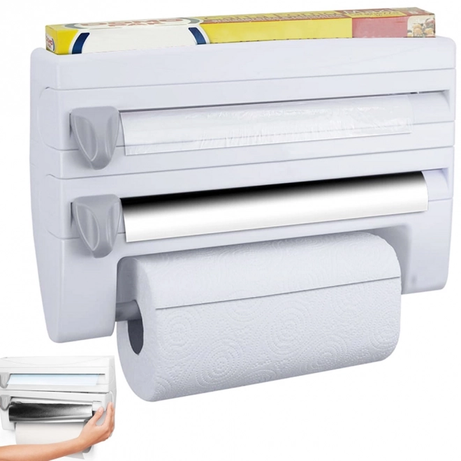Dispenser voor folies en papieren handdoeken 4-in-1