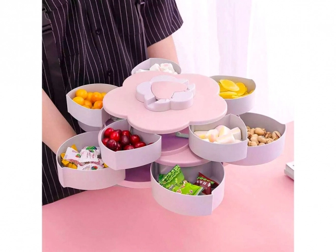 Draaiende organisator voor snacks 2-in-1 met telefoonhouder