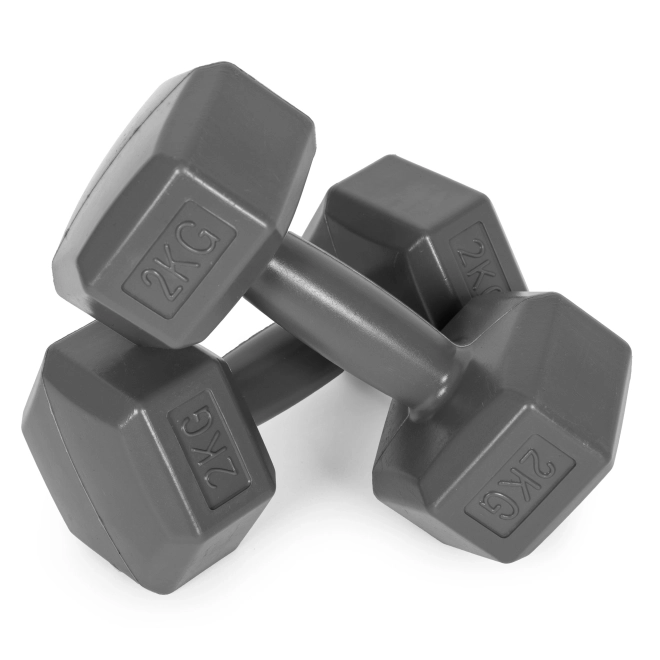Hexagonale halters ModernHome 2x2 kg grijs