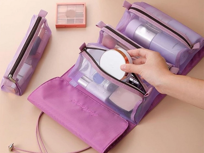 Reisorganizer voor cosmetica met ritssluiting 4 in 1