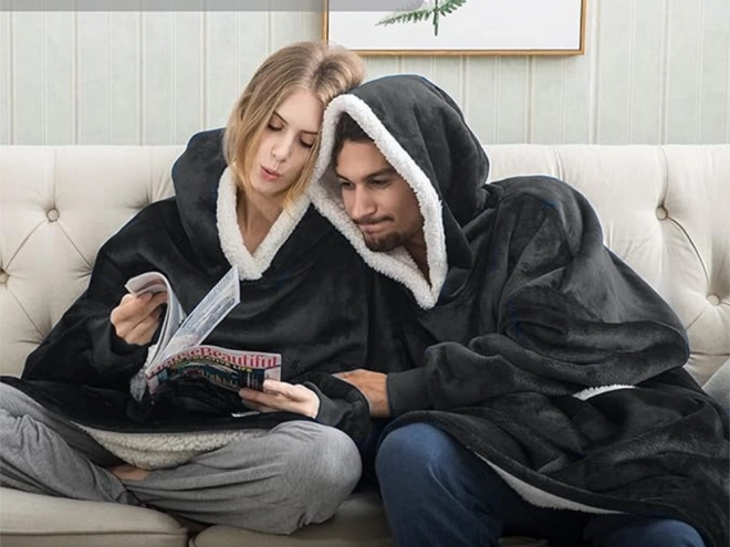 Warme oversized hoodie met bont en capuchon