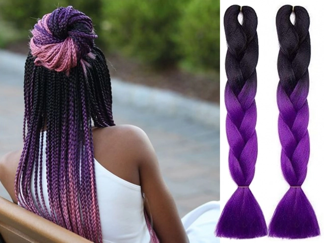 Synthetisch haar in paarse ombre voor vlechten
