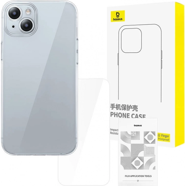 Transparante hoes voor iPhone 15 met gehard glas van Baseus