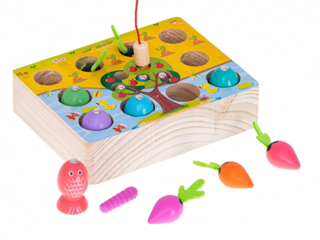 Magnetisch spel - Het vangen van wormen, vissen en groenten