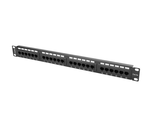 Patchpaneel 24 poorten 1U Cat 5e zwart