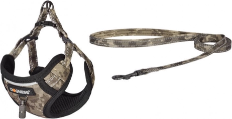 Wandelset voor honden Dogness met riem en tuigje - Camouflagepatroon
