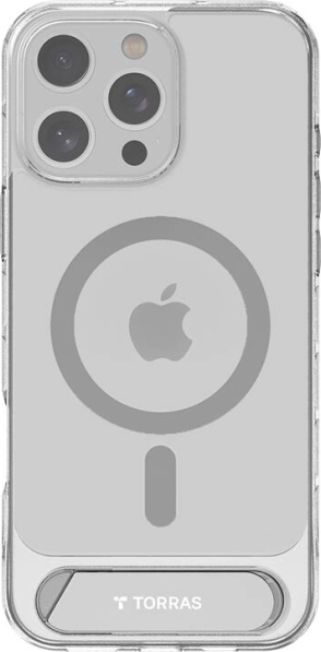 Torras Pstand hoesje voor iPhone 16 Pro – transparant magnetisch hoesje met standaard