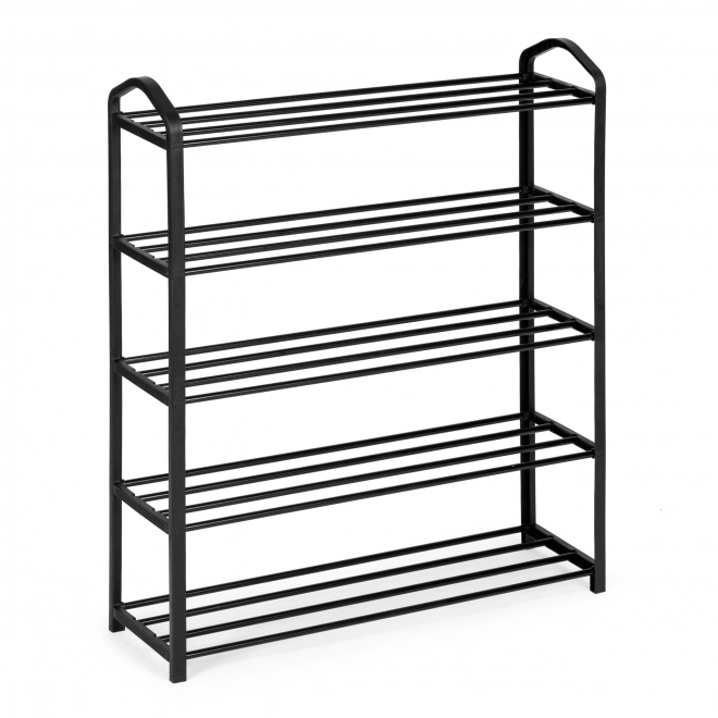 Metalen schoenenrek met 5 planken, zwart