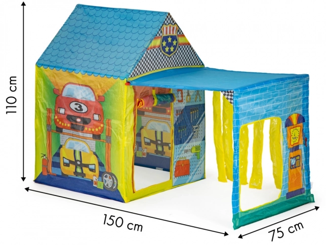 Tent voor automonteurs in autowerkplaats voor kinderen