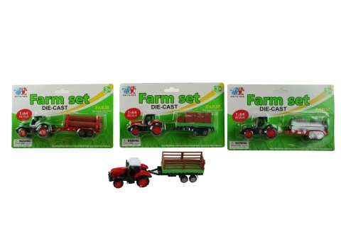 Tractor met metalen aanhanger