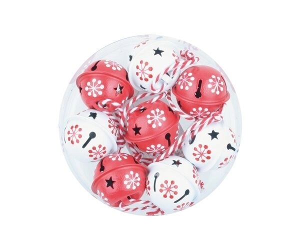 Rode en witte belletjes met opdruk