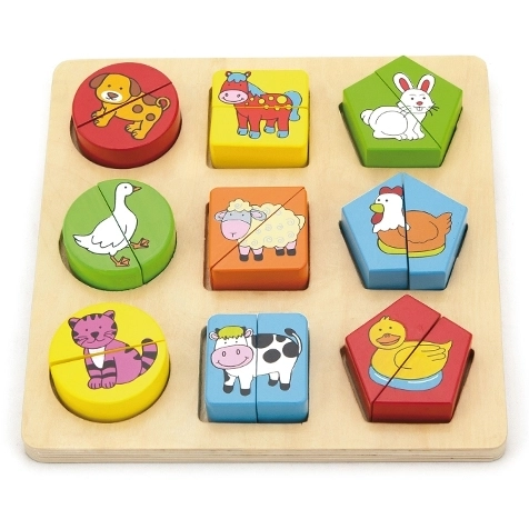 Houten puzzel voor de allerkleinsten in een Tsjechische doos