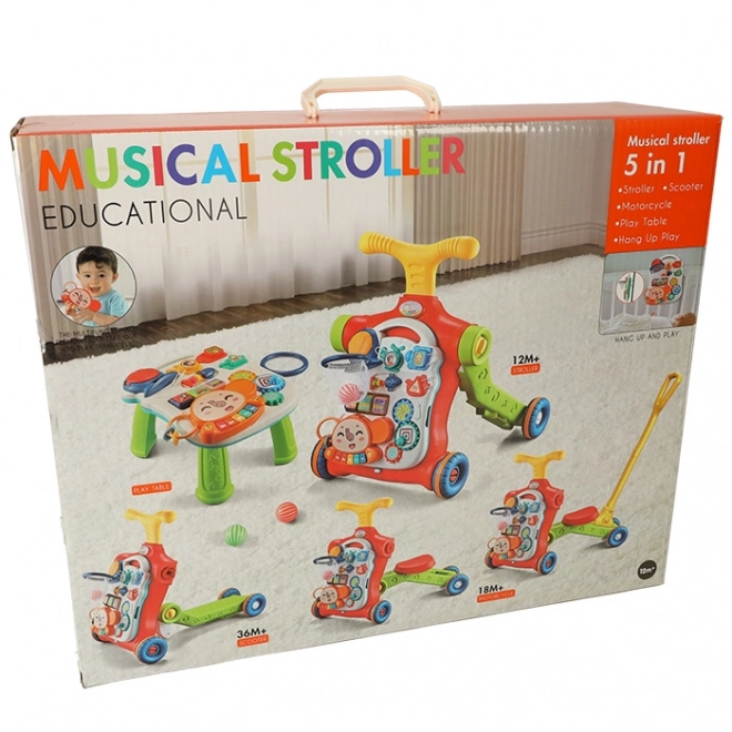 Multifunctionele kinderloopstoel en interactieve tafel 5-in-1