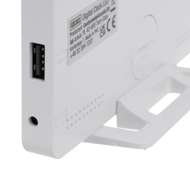 digitale wekker met thermometer en spiegelend LED-display wit