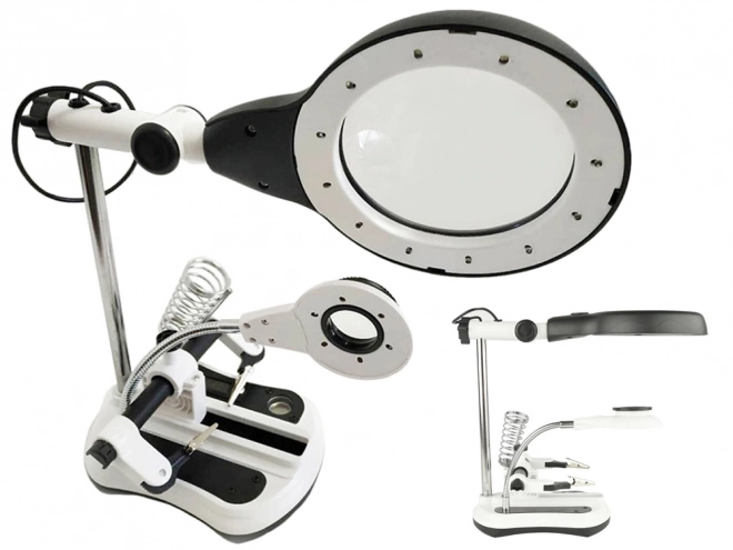 Soldeerset met derde hand en loep met LED-verlichting