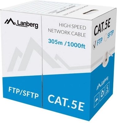 FTP-netwerkkabel Cat.5e CU 305 m, massieve geleider, grijs