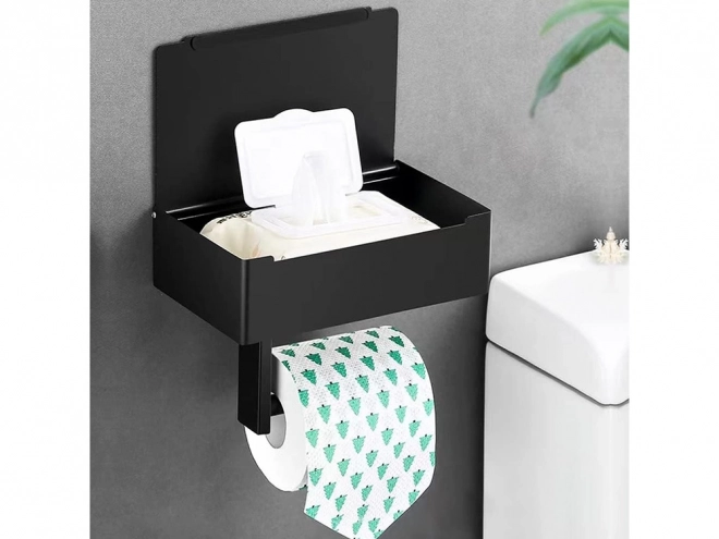 Stijlvolle toiletrolhouder met plankje voor tissues