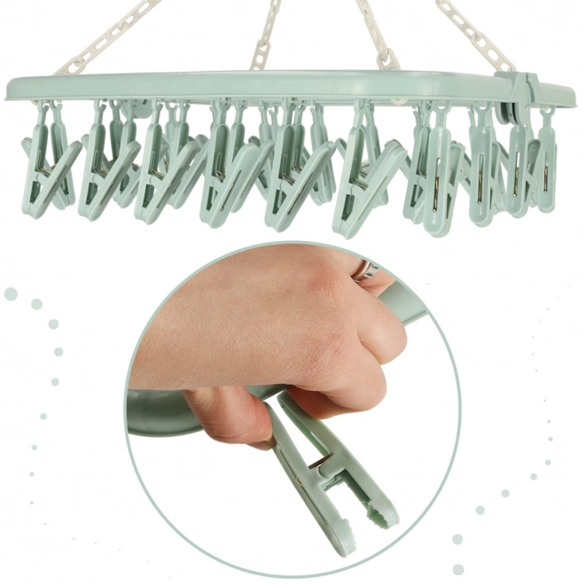 Universele plastic droogrek met 32 wasknijpers blauw
