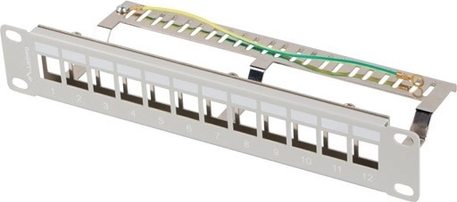 Patchpaneel 12 poorten 1U 10" FTP met organizer voor keystone-modules, grijs