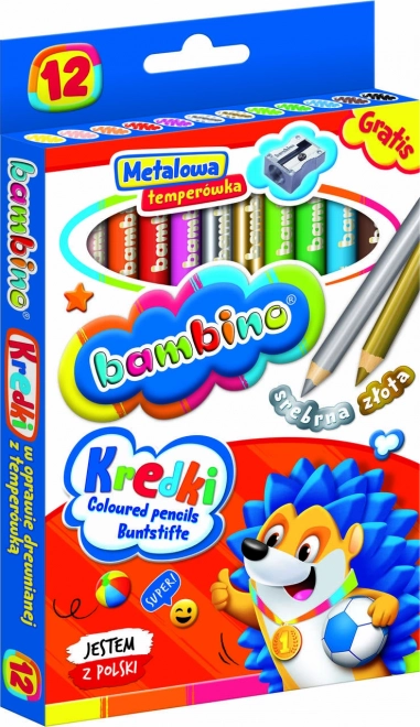 Kleurenpotloden met slijper Bambino - 12 stuks