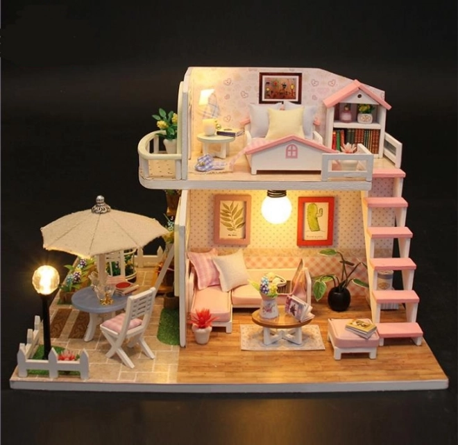 Houten poppenhuis met LED-verlichting