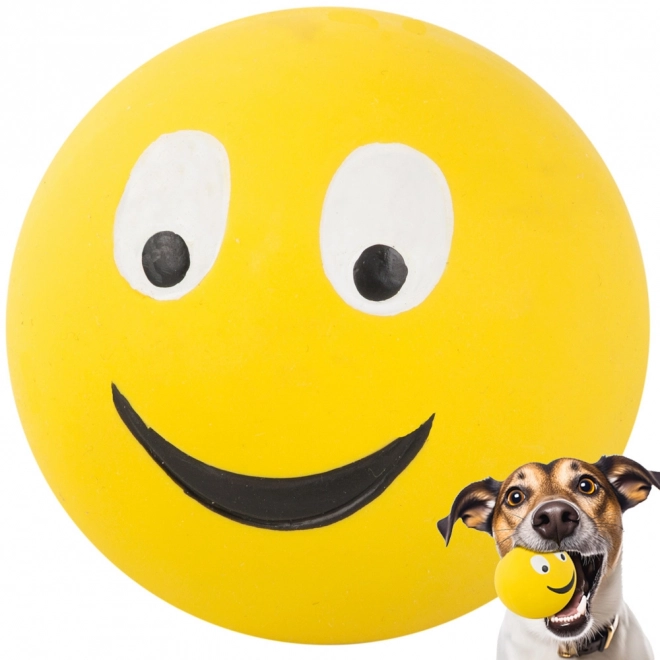 Piepend rubberen bal voor honden met emoticon 6,5 cm