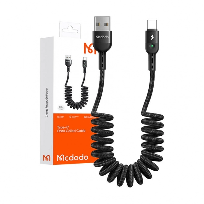 Spiraalkabel USB naar USB-C Mcdodo Omega CA-6420 1,8 m (zwart)