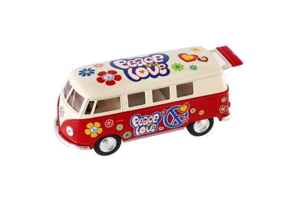 Bus Kinsmart VW Klassiek metaal/plastic 13 cm met terugtrek