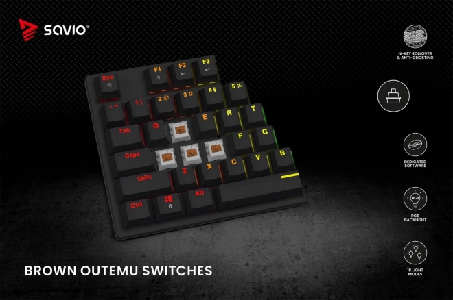 Mechanisch toetsenbord Savio Tempest X2 RGB Outemu Brown
