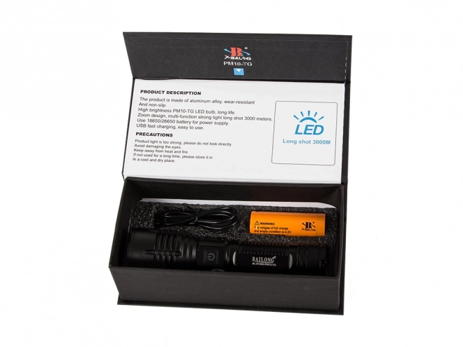 Militaire tactische zaklamp Bailong met LED zoom