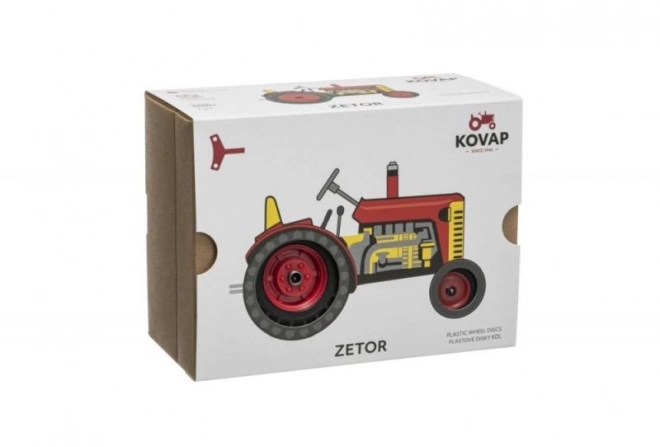 Tractor Zetor rood op sleutel metaal 14cm 1:25 in doos Kovap